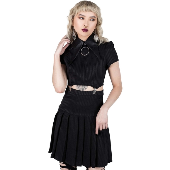 Killstar Darita Suspender Dress [Pinstripe] - Picture 3 of 9